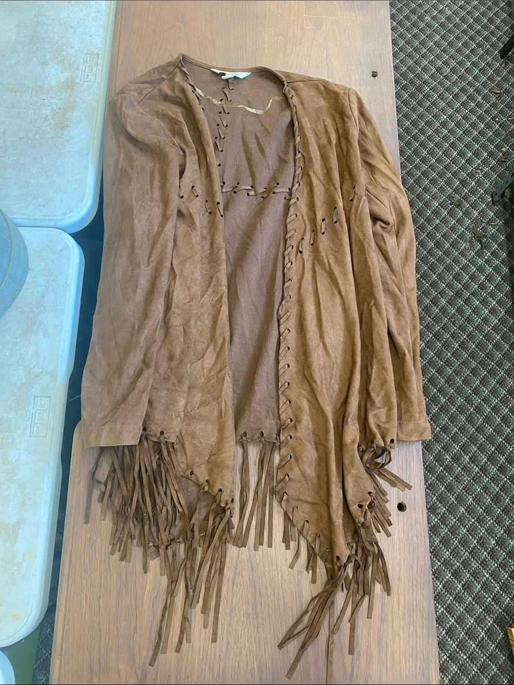 Krazy Kat Faux Suede Fringe Jacket - size M